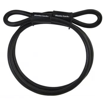 Master Lock 72EURD turvakaabel aasadega otstega, 4,5 m punutud teras, must