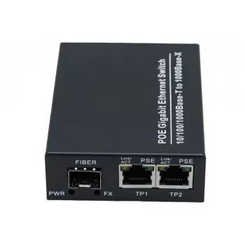 EXERTIS CONNECT meediakonverter koos 30 W PoE+ injektoriga, 2x 10/100/1000 Mbps RJ45, 1x 100/1000 Mbps SFP pesa 311793