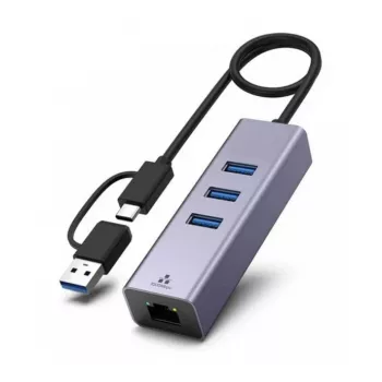 Exertis Connect USB 3.1 Gigabit Ethernet võrguadapter USB jaoturiga ja Type-C konverteriga (310763)