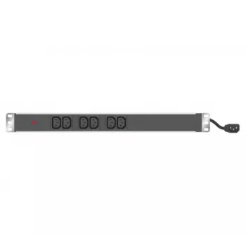 EXERTIS CONNECT 19 inch 1U 6-pesa C13 PDU, alumiiniumkorpus, 2,5 m Schuko-kaabel, RAL 9005 must (808900)