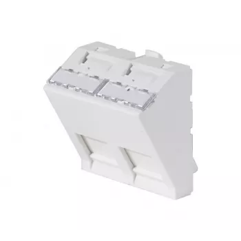 EXERTIS CONNECT Paigaldusplaat 45x45mm 2 Keystone moodulile, 30°, signaalvalge RAL 9003 911711