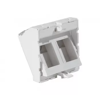 EXERTIS CONNECT Paigaldusplaat 45x45mm 2 Keystone moodulile, 30°, signaalvalge RAL 9003 911711