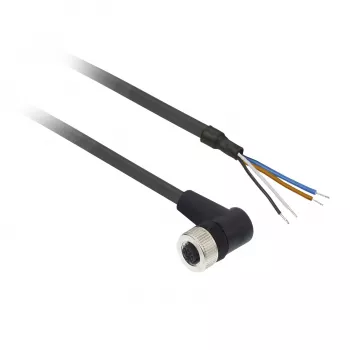 TMSS GERMANY Telemechanique Sensors M12 emane 4-kontaktiline sirge PUR-kaabel, 10 m, must, IP67 XZCP1241L10