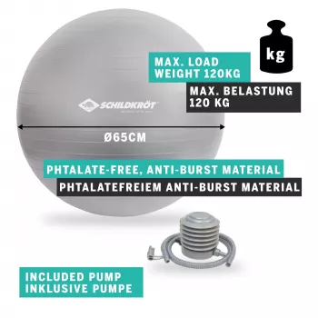 SCHILDKROT Võimlemispall 65 cm hõbedane Anti-Burst 960156