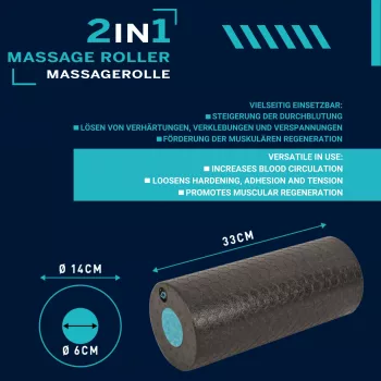 SCHILDKROT 2-in-1 massaažirulli komplekt must/sinine EPP vaht 960237