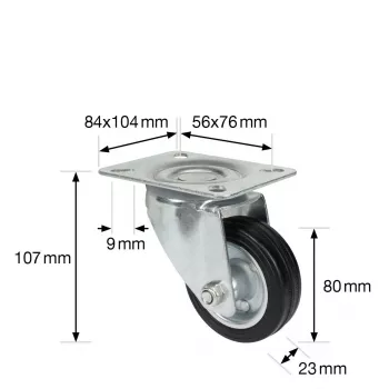 Wagner design yourself pöörlev ratas RO 6184 hõbedane 75 mm 50 kg 4618401