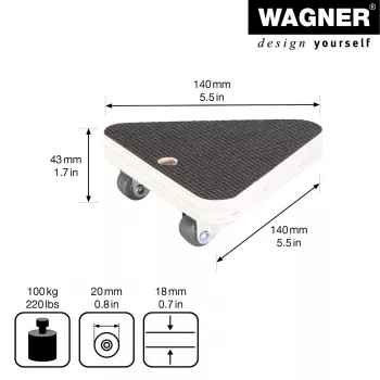 Wagner design yourself Transpordirull MM 1314 Pruun 140 x 140 x 43 mm kuni 100 kg (20131401)