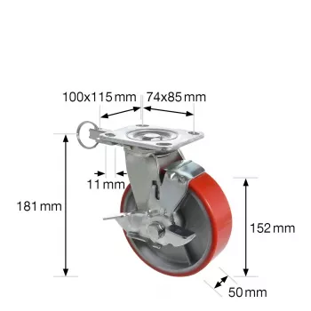 Wagner design yourself raskeveokiline pöörlev ratas RO 0115 punane 100 mm 150 kg 4011501