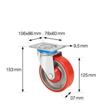 Wagner design yourself raskeveokiline pöördrullik RO 0125 punane (4012501)