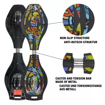 SCHILDKROT Waveboard Good Vibes Graffiti suur plastikust laud libisemisvastase struktuuriga 510801