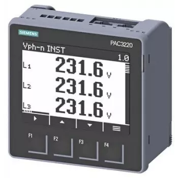 Siemens SENTRON PAC3220 energiamõõteseade, Modbus TCP, LCD, 96x96mm paneelipaigaldus, 690/400V AC, 24-60V DC abitoide, kruviklemmid 7KM32201BA011EA0