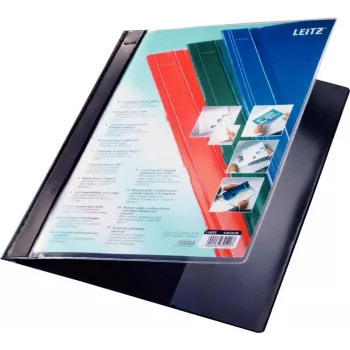 LEITZ Exquisit esitluskaust eesmise taskuga, A4 ülisuur, PVC kõvakile, must, läbipaistev kaas 4193-00-95