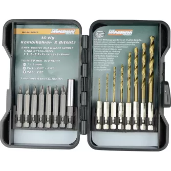 Brüder Mannesmann 16-osaline TiN-puuride ja otsakute komplekt M54325