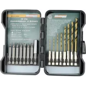 Brüder Mannesmann 16-osaline TiN-puuride ja otsakute komplekt M54325