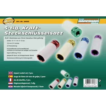Brüder Mannesmann 1/2-tolline löögipadruni otsakute komplekt, 5-osaline, CrMo, 17-22 mm, pikendusvardaga M19485