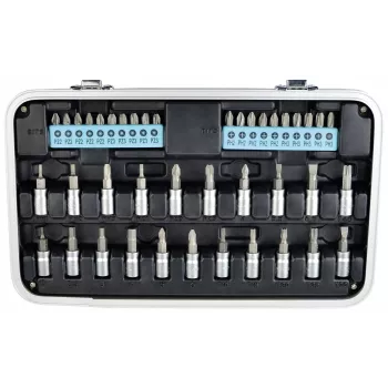 BRÜDER MANNESMANN QUANTOOL Q25003 116-osaline 1/4 inch kuuskantotsakute komplekt turvaotsakutega