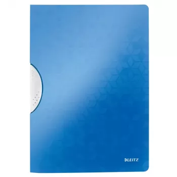 LEITZ WOW ColorClip A4 klambriga kaust, metalliksinine 3D-reljeefse pinnaga, helehall sisu, 30 lehe mahutavus 4185-00-36