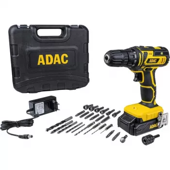 BRÜDER MANNESMANN ADAC 20 V juhtmeta trell-kruvikeeraja Li-Ion akuga, 2-käiguline käigukast, 40 Nm pöördemoment, 13 mm võtmeta padrun, kandekohver, otsikud kaasas (M17692)