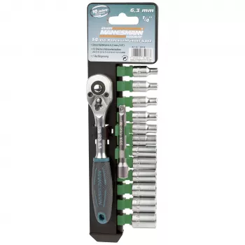 Brüder Mannesmann M29114 14-osaline 1/4 inch padrunvõtme komplekt, kroomvanaadium, 4-13 mm