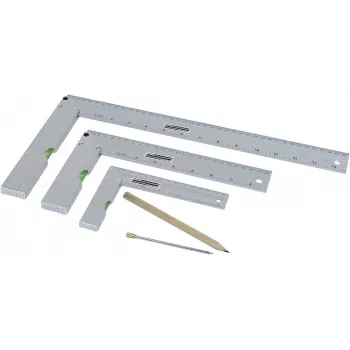 Brüder Mannesmann M81210 5-osaline nurgikukomplekt koos kirjutiga, karastatud teras, meetermõõdustik, 100 mm leht, 0-180° nurgamõõtja, 45° kaldnurk, tsentrinurk, plastkarp 0418002