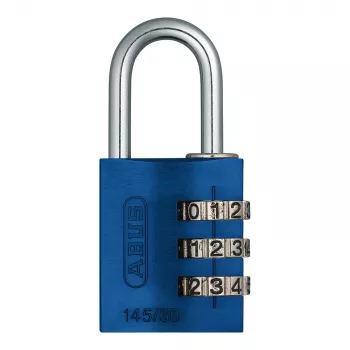 ABUS 145/30 Alumiiniumist kombinatsioonlukk, 3-kohaline, sinine