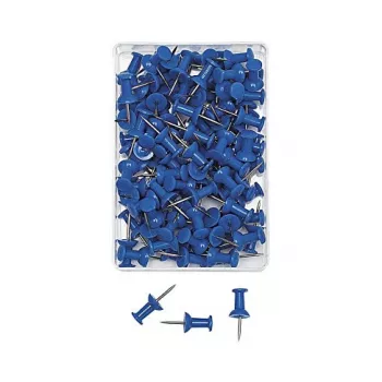WEDO nööpnõelad sinised 100 tk 12 mm nõela pikkus 10 mm pea läbimõõt läbipaistvas plastkarbis 54 203