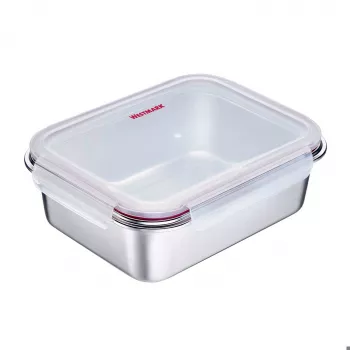 Westmark Click & Close toiduhoidmisnõu 2,25 L ristkülikukujuline hõbedase kaanega läbipaistev SAN õhukindel lekkekindel BPA-vaba 23692270