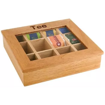 APS helepruun bambusest teekarp selge vaateaknaga, 9 sektsiooni, 31 x 28 x 9 cm 11775