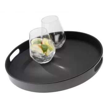 APS Bistro ümmargune serveerimisaluse, must, 35,5 cm, melamiin, virnastatav, nõudepesumasinas pestav (84045)