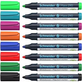 Schneider Maxx 290 tahvli- ja flöömärkide komplekt, 8 erinevat värvi, ümarots 2,0–3,0 mm 129098