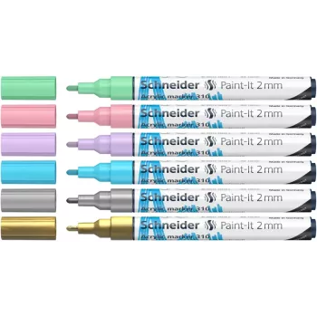 Schneider Paint-It 310 V2 akrüülmarkerite komplekt, erinevad värvid, 2,0 mm ümar ots, 6 tk 120196