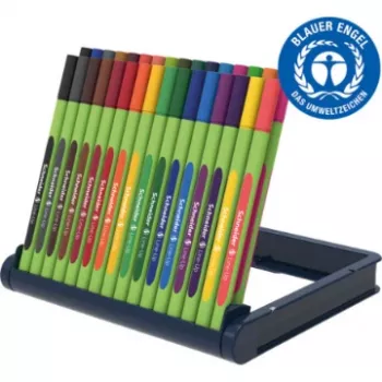 Schneider Edding Line-Up viimistluspliiatsite komplekt, 32 erinevat värvi, 0,3 mm metalliga kaetud otsik, vesialuseline tint, ergonoomiline kolmnurkne vars 191091