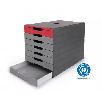 DURABLE IDEALBOX PLUS sahtelüksus DIN A4, 7 sahtliga, hall/punane 776303