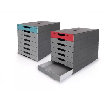DURABLE IDEALBOX PLUS sahtelüksus DIN A4, 7 sahtliga, hall/punane 776303