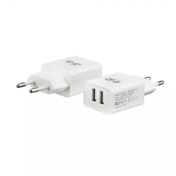 E+P AC102 USB seinlaadija 2 porti 2,4A 12W valge