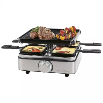 PROFI COOK Raclette'i grill PC-RG 1301 4 inimesele, pööratava malmist plaadiga, roostevabast terasest korpus 501301