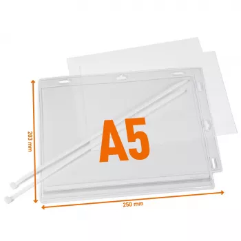 DURABLE veekindlad A5 plakatitaskud kaablivitsadega, 5 tk pakk (505919)