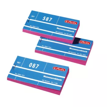 Herlitz kahekordsed numbrilised piletiblokid 1-1000, erinevad värvid, 10 blokki 300010530