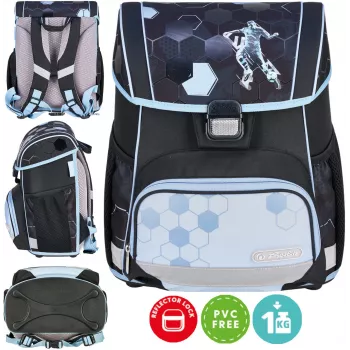 Herlitz kooliseljakott Loop 6-9 aastat Cyber Soccer Robot, 16 L, 4-osaline komplekt, polüester, must