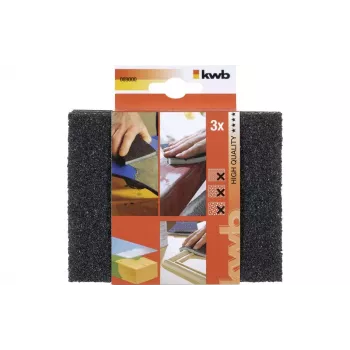 kwb 89000 lihvimiskäsnade komplekt, peen tera, 3-osaline, puidule ja metallile