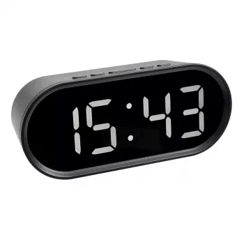 TFA Dostmann Digitaalne äratuskell LED-valgustuvate numbritega, ovaalne, must, 0-50 °C, °F/°C (60.2025.01)