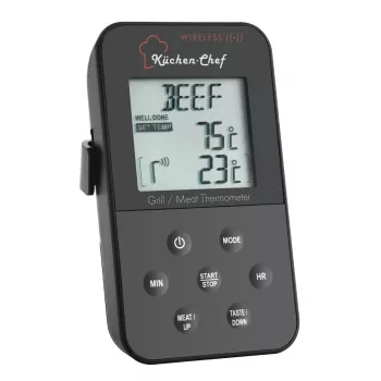 TFA Dostmann 14.1504 Grilltermomeeter kaablianduriga, alarm, taimer, südamiku temperatuuri jälgimine madala temperatuuri küpsetamiseks, sealiha, veiseliha, ulukiliha, kalkun, lambaliha, küülik