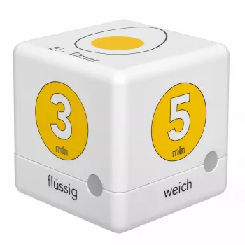 TFA Dostmann Cube Timer digitaalne köögikell, valge/kollane, tagasiloendus ja edasiloendus, 99 min 59 sek, LCD, helisignaal, 2x AAA kaasas 38.2041.07