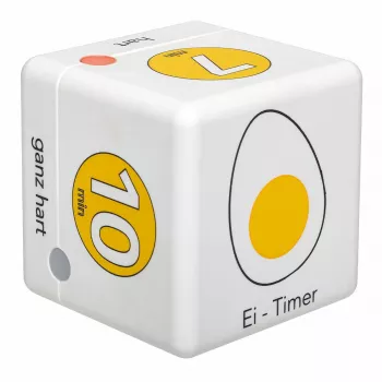 TFA Dostmann Cube Timer digitaalne köögikell, valge/kollane, tagasiloendus ja edasiloendus, 99 min 59 sek, LCD, helisignaal, 2x AAA kaasas 38.2041.07