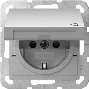 GIRA 441426 SCHUKO pistikupesa klapiga ja lukustusmehhanismiga, System 55, puhtvalge läikiv