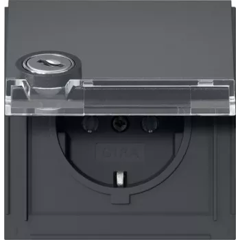 GIRA 446767 SCHUKO pistikupesa võtmega lukustusega, erinevate võtmetega, 16 A, 250 V, süvispaigaldus, termoplastik