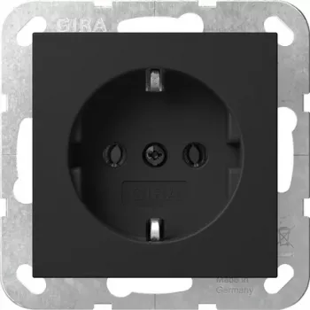 Gira System 55 SCHUKO pistikupesa klapiga, must 4180005