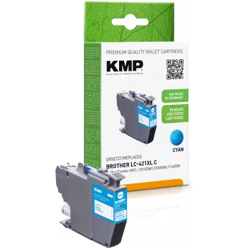 KMP taastoodetud tsüaansinine tindikassett Brother MFC-J1010DW jaoks (LC421XLC, 500 lehekülge, 7 ml) 1548,4003