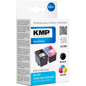 KMP MULTIPACK H135V - 2 pakki musta ja kolmevärvilist tindikassetti (alternatiiv HP 301XL-le)