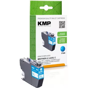 KMP taastoodetud tsüaansinine tindikassett Brother LC422XLC jaoks (1500 lehekülge)